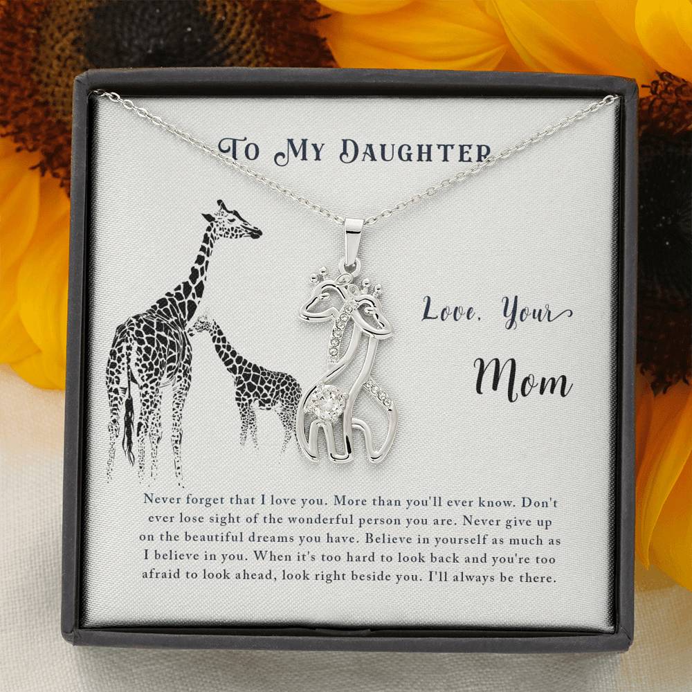 To My Daughter Graceful Love Giraffe Necklace